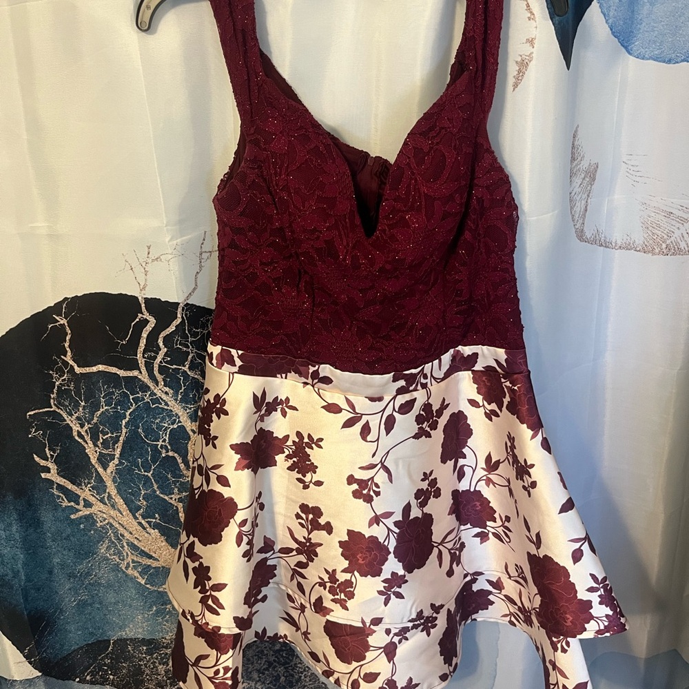 B Darlin Burgundy Lace Dress